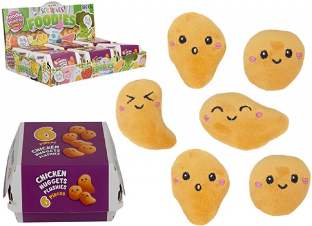 (Mis 1) SOFTLINGS FOODIES (Chicken Nuggets) Peluche 11cm 6ass In espo da 6pz In fast food box…x6…x48